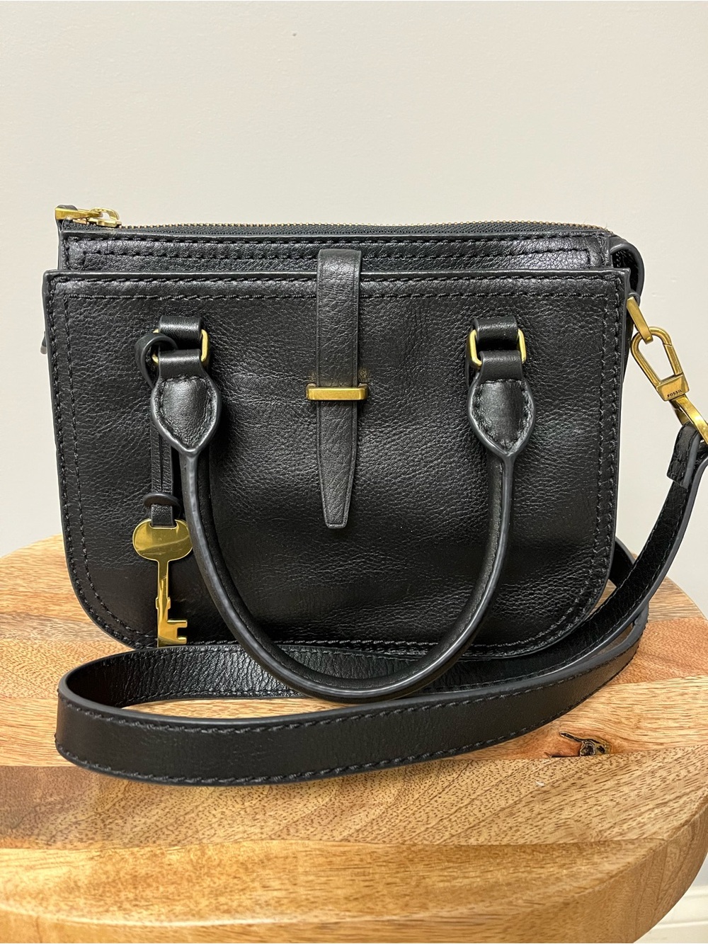Fossil Ryder Mini Satchel in Black Pebbled Leather - Picture 2 of 14
